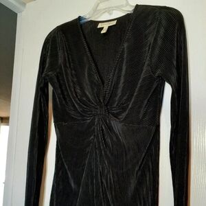 Jessica SIMPSON Accordion Pleated Black Long Sleeve Tunic; Knotted;  Size Small